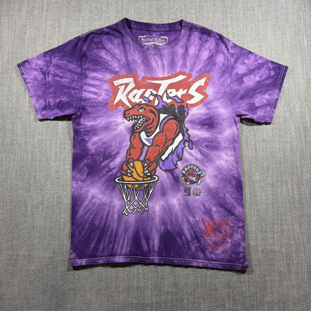 Toronto Raptors Shirt Mens Medium Purple NBA Basketball Tie Dye Mitchell & Ness